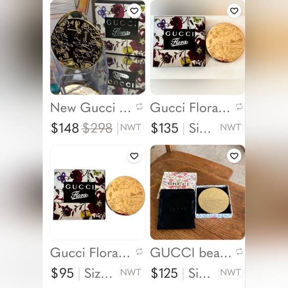 GUCCI NIB FLORAL COMPACT MIRROR GOLD TONE - Picture 4 of 5